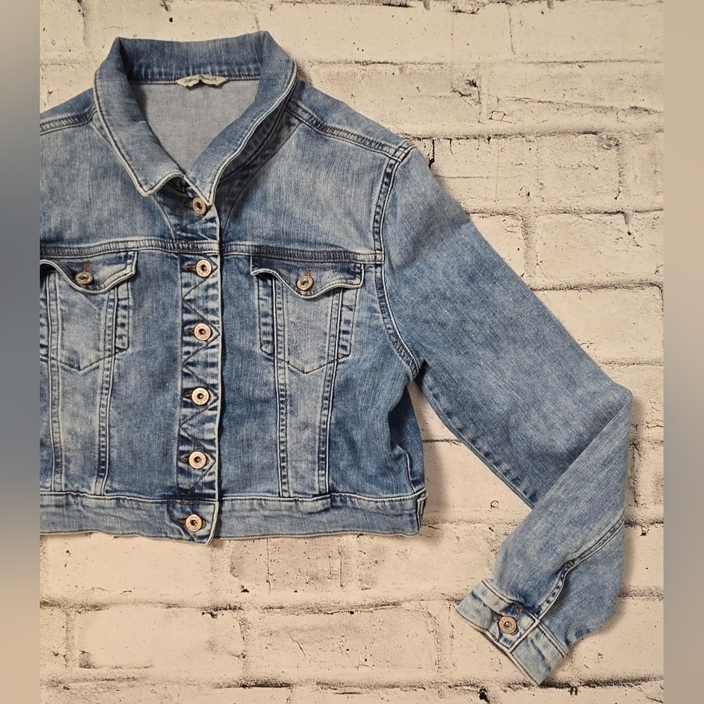 Mavi Rosie Cropped Denim Jacket Blue Button Front Size XL - Picture 9 of 16